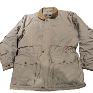 Members Only Mens Large Khaki Microfiber Insulated Jacket/Coat Leather collar
